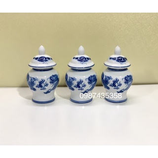 Choé rồng lam để Gạo - Muối - Nước (phụ kiện đồ thờ)
