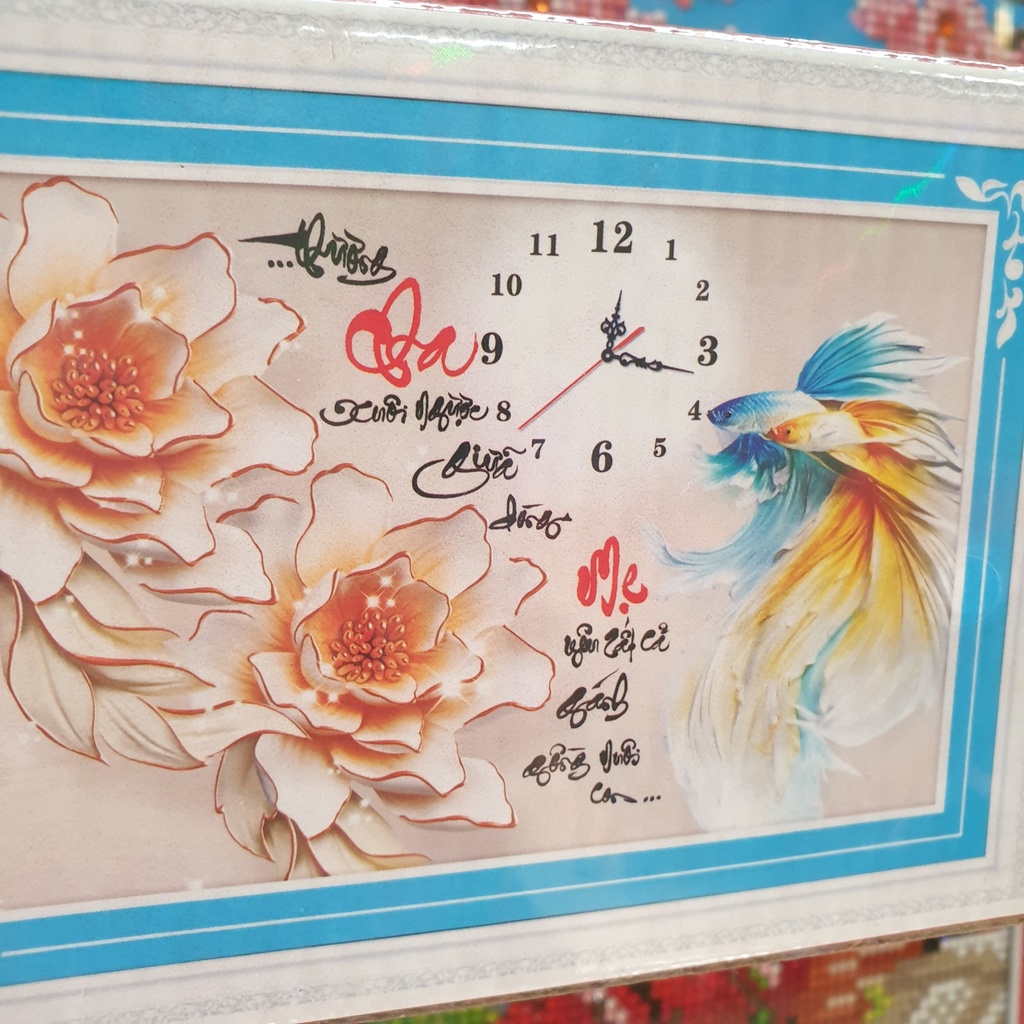 Tranh Đính Đá CHA MẸ (ĐÁ ABC CAO CẤP). Kích Thước: 75cm x 50cm