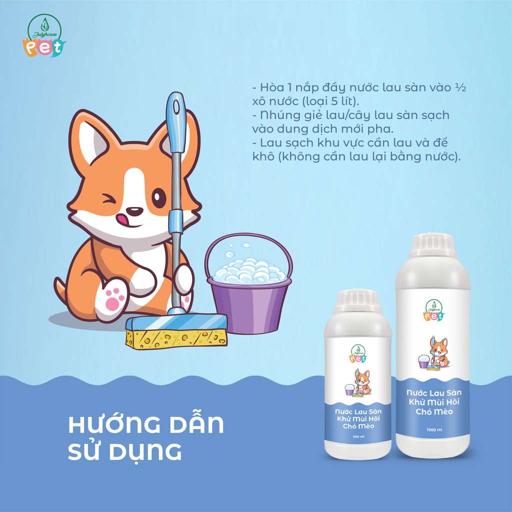 Nước lau sàn khử mùi hôi chó mèo 500ml JULYHOUSE kết hợp tinh dầu Oải Hương, Vỏ Bưởi, Khuynh Diệp và Sả Chanh