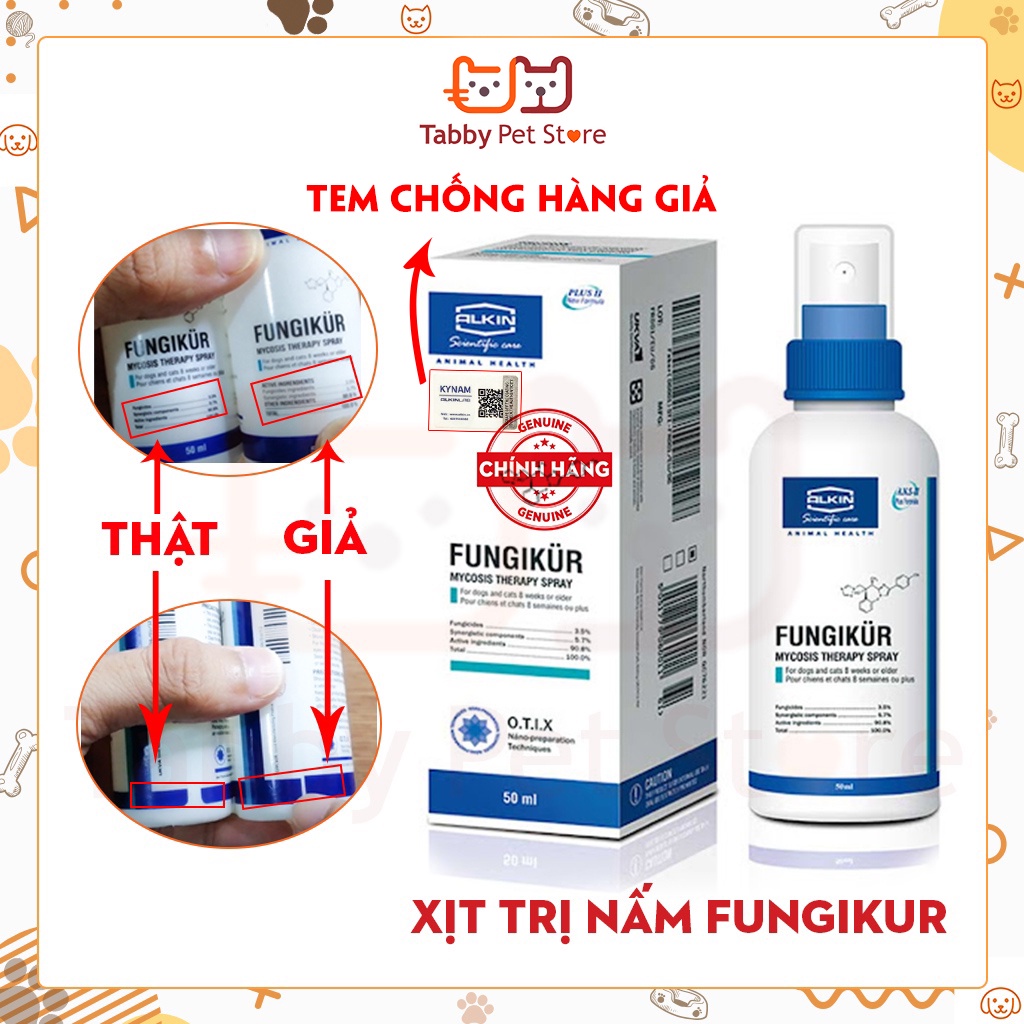 FUNGIKUR Thuốc xịt trị nấm viêm da cho mèo chó ALKIN FUNGIKUR chính hãng Tabby Pet Store