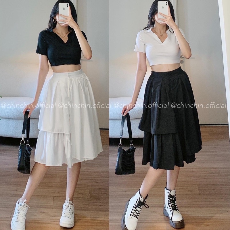 Váy midi xoè tà lệch
