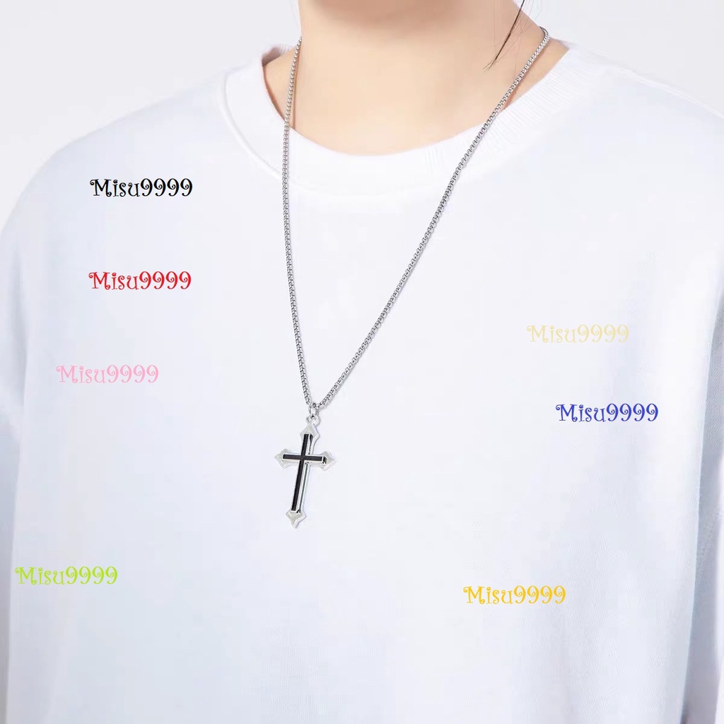 Dây chuyền titan thánh giá ft kim đen