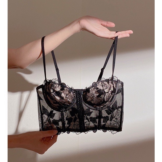Áo bra corset ren hoa có gọng định hình ngực sexy 847 [MEOW Corset]