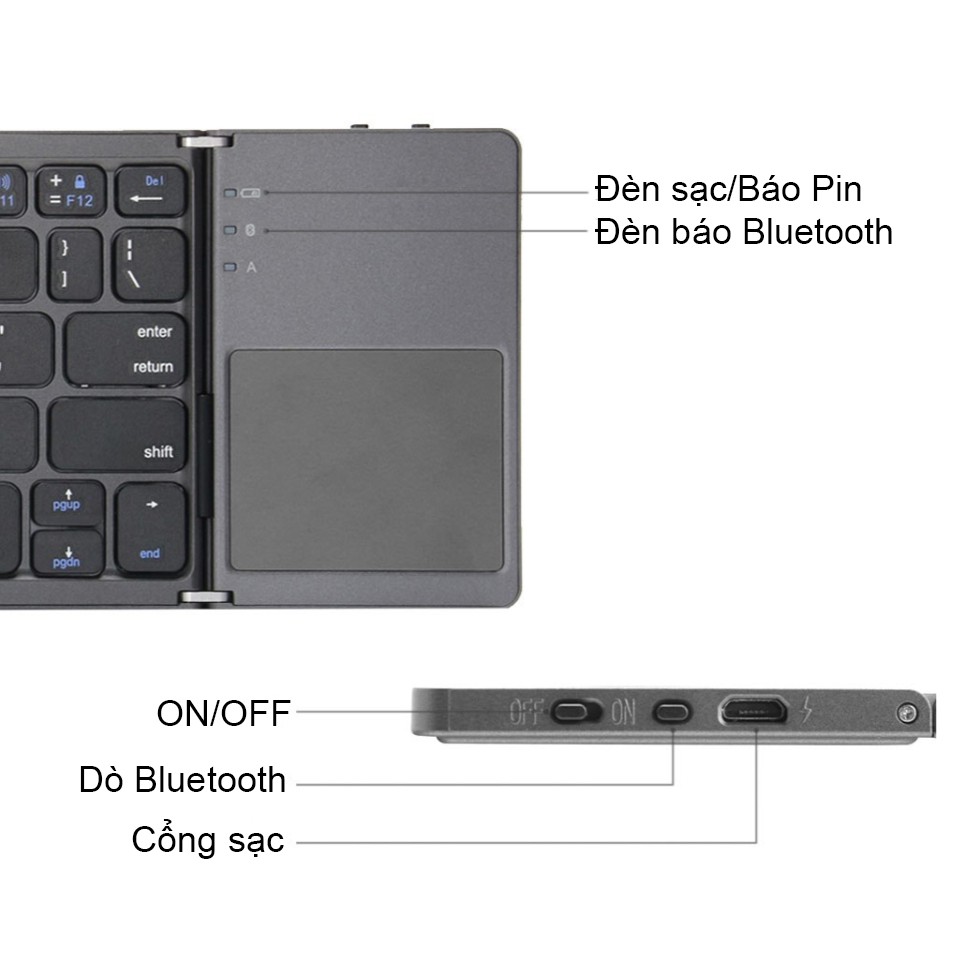 Bàn Phím Bluetooth có mặt di chuột cho Laptop tablet điện thoại AB033