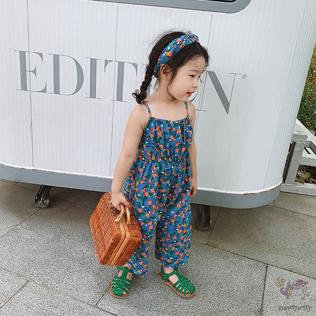 Bộ Áo Liền Quần In Hoa Phong Cách Hàn Quốc Cho Bé Gái