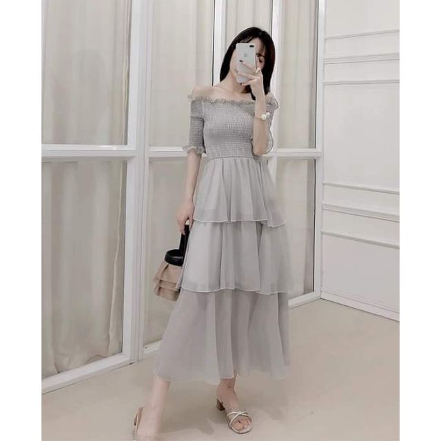Đầm tiểu thư dáng dài nhiều tầng