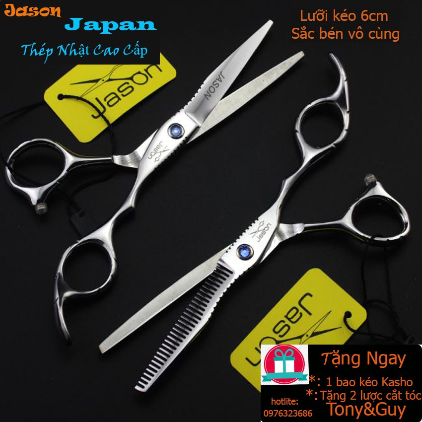 Bộ kéo cắt tóc và kéo tỉa tóc Nhật bản cao cấp JASON 01 Tặng ngay 01 bao kéo và 02 lược Tony&Guy chịu nhiệt-MILALO #4