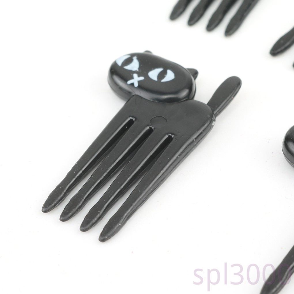 Set 6 Nĩa Ăn Trái Cây Hình Mèo Đen Đáng Yêu