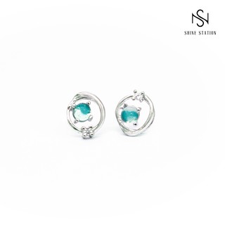 BÔNG TAI BẠC S925 CAO CẤP VIÊN NGỌC XANH NỮ TÍNH ĐÁNG YÊU - TẶNG KÈM HỘP ĐỰNG TRANG SỨC [ẢNH THẬT SHOP CHỤP]
