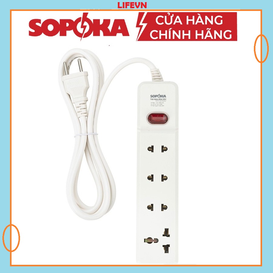 Ổ CẮM ĐIỆN LIỀN DÂY 4M1 CHỊU TẢI 1200W SOPOKA Ổ ĐIỆN 4 Ổ CẮM VÀ 4,5m DÂY ĐIỆN CÓ Công tắc an toàn  |