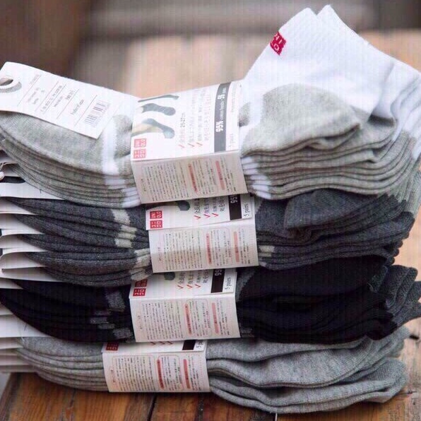 Combo 3 đôi Tất Uniqlo, Vớ Uniqlo cổ trung chất cotton, Kháng khuẩn, khử mùi, co giãn tốt