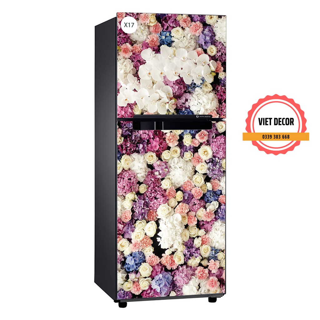 Miếng Dán Tủ Lạnh Vườn Hoa 3D - Decal Tủ Lạnh, Máy Giặt nhiều Kích thước - Màu sắc đẹp - Viet Decor