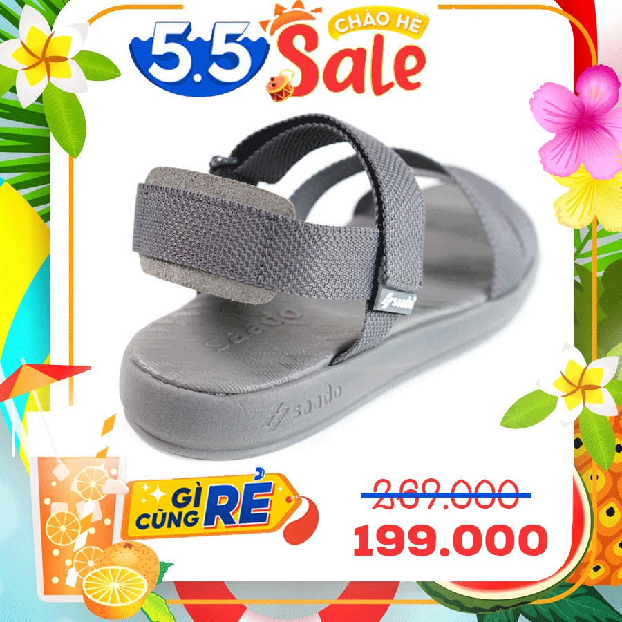 GIÀY SANDAL QUAI DÙ ĐẾ BÁNH MÌ NAM NỮ  - SAADO NN01 - MÀU XÁM TRO