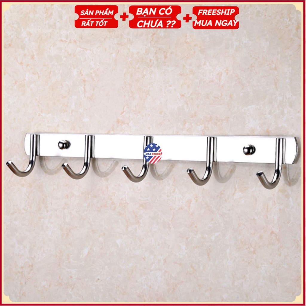 Khung Treo Quần Áo 5 Móc - Gắn Tường Inox 304 - 36Cm