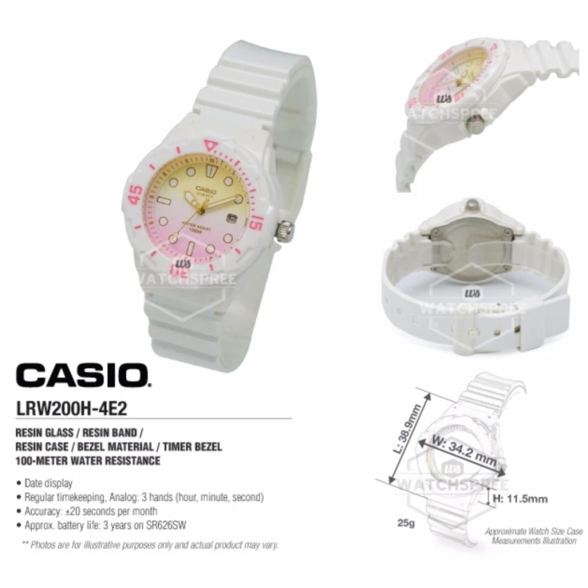 Đồng hồ nữ dây nhựa Casio chính hãng Anh Khuê LRW-200H-4E2VDR