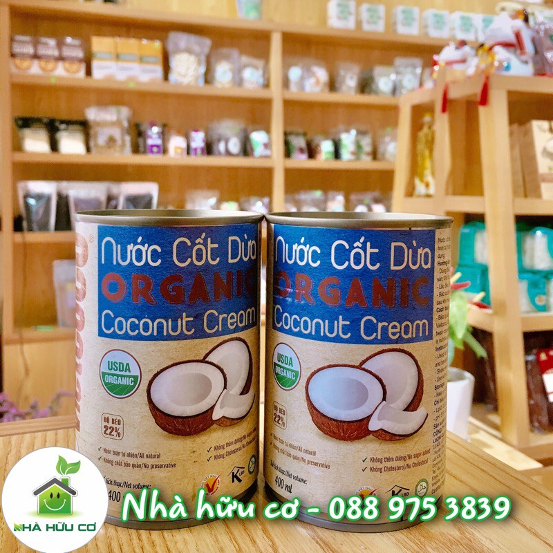 Hữu cơ - Nước cốt dừa Vietcoco/400ml - Date: 2023 - Nhà Hữu Cơ