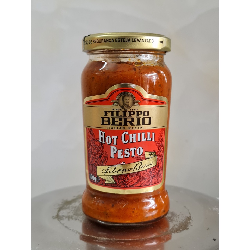 [Lọ ĐỎ 190g - HOT CHILLI] XỐT PESTO LÁ HÚNG QUẾ ỚT CAY [Italia] FILIPPO BERIO Hot Chilli Pesto