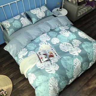 Set chăn ga gối cotton poly hình lá