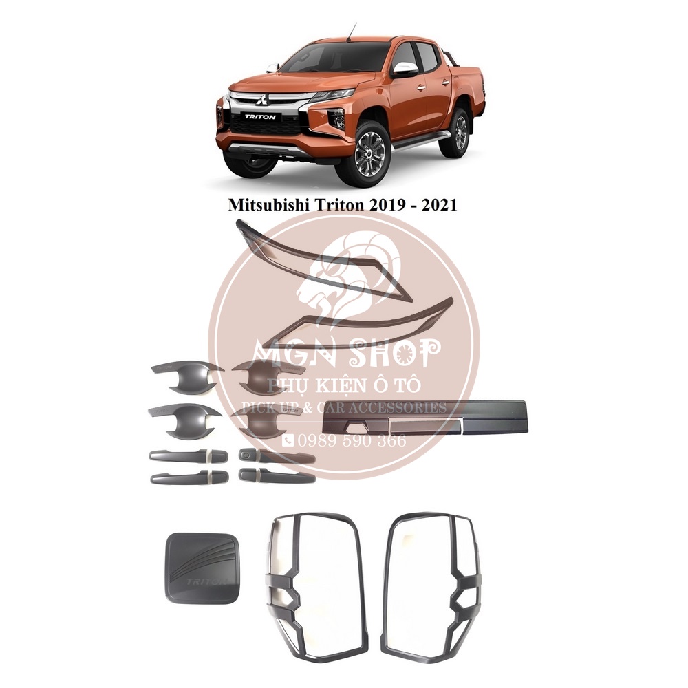 Ốp [Mitsubishi Triton 2019 - 2021] [full bộ] [màu đen / màu bạc]