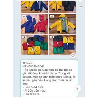 Áo khoác gió Gap Kids