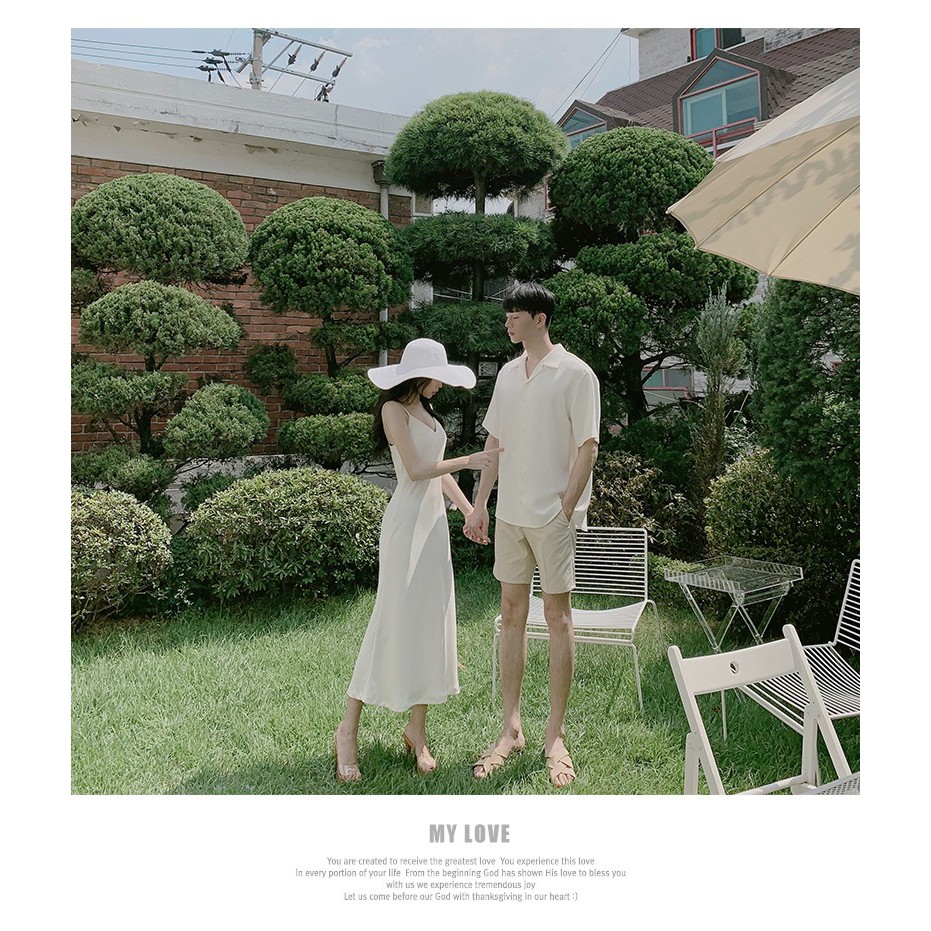 Đồ đôi áo cặp Set áo váy sơ mi cặp du lịch đi biển nam nữ