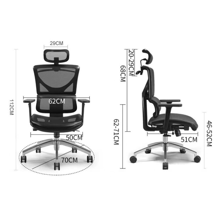 Ghế Xoay Văn Phòng Công Thái Học Ergonomic Cao Cấp Omega M084 Full Lưới Có Tựa Đầu