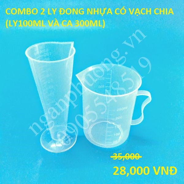 Combo 2 ly đong nhựa có vạch chia