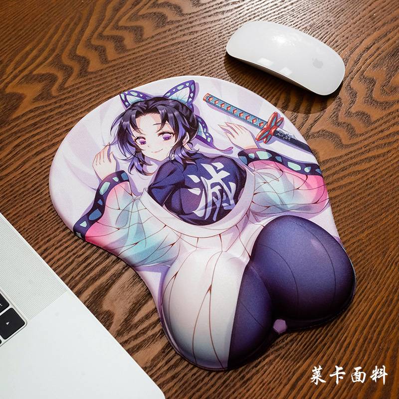 Miếng Lót Chuột Bằng Silicon Có Đệm Cổ Tay In Hình Anime Demon Slayer Kochou Shinobu Dễ Thương