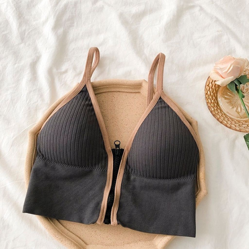 Áo bra nữ 2 dây tập gym khóa kéo trước , áo lót không gọng nâng ngực mềm mại gợi cảm JOCOSI  B3309