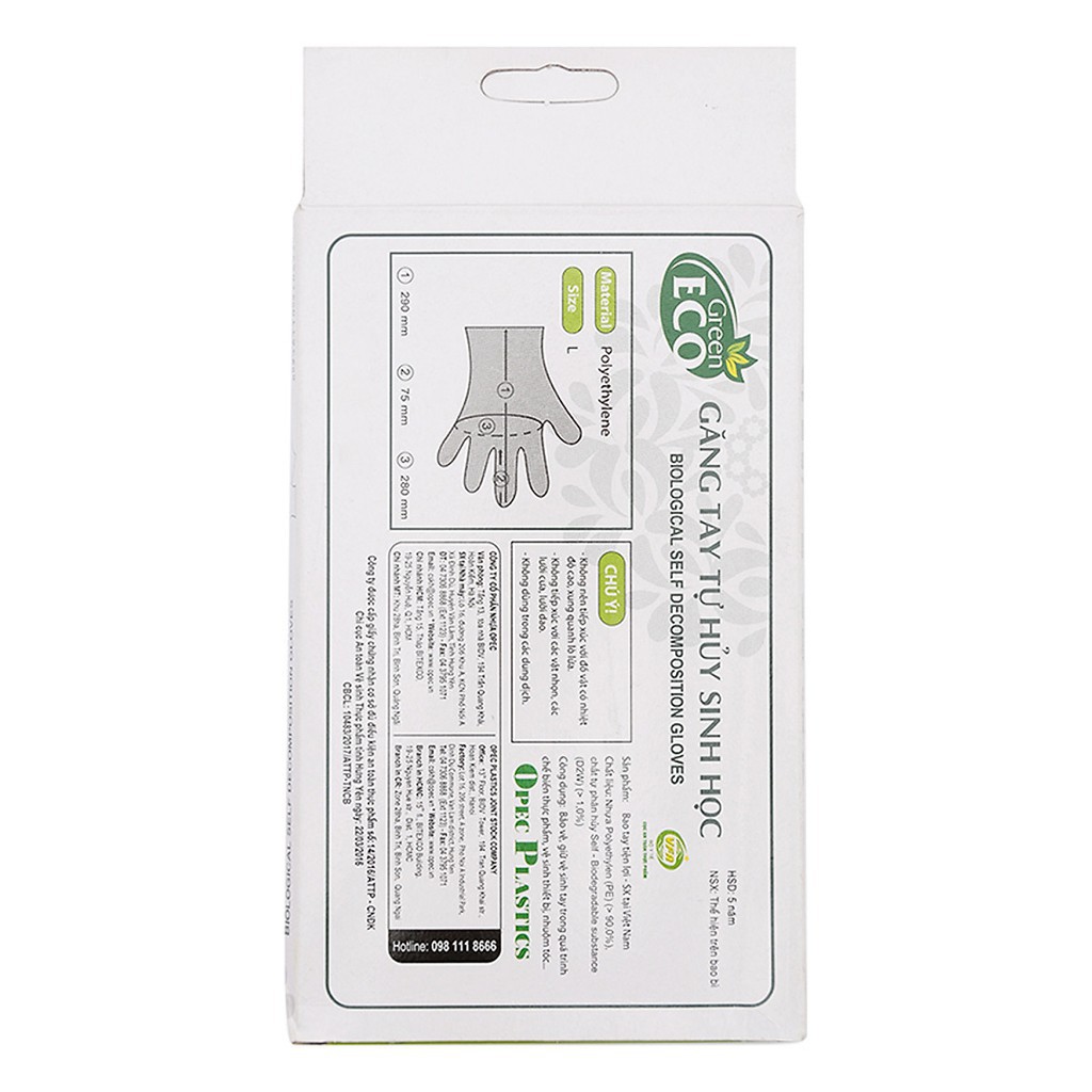 Găng Tay Tự Huỷ Sinh Học Green Eco - 100 cái/hộp