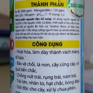 Phân Bón Super CANXI lọ 100ml, Siêu Canxi-Bo chống rụng hoa trái non, chống nứt thối trái