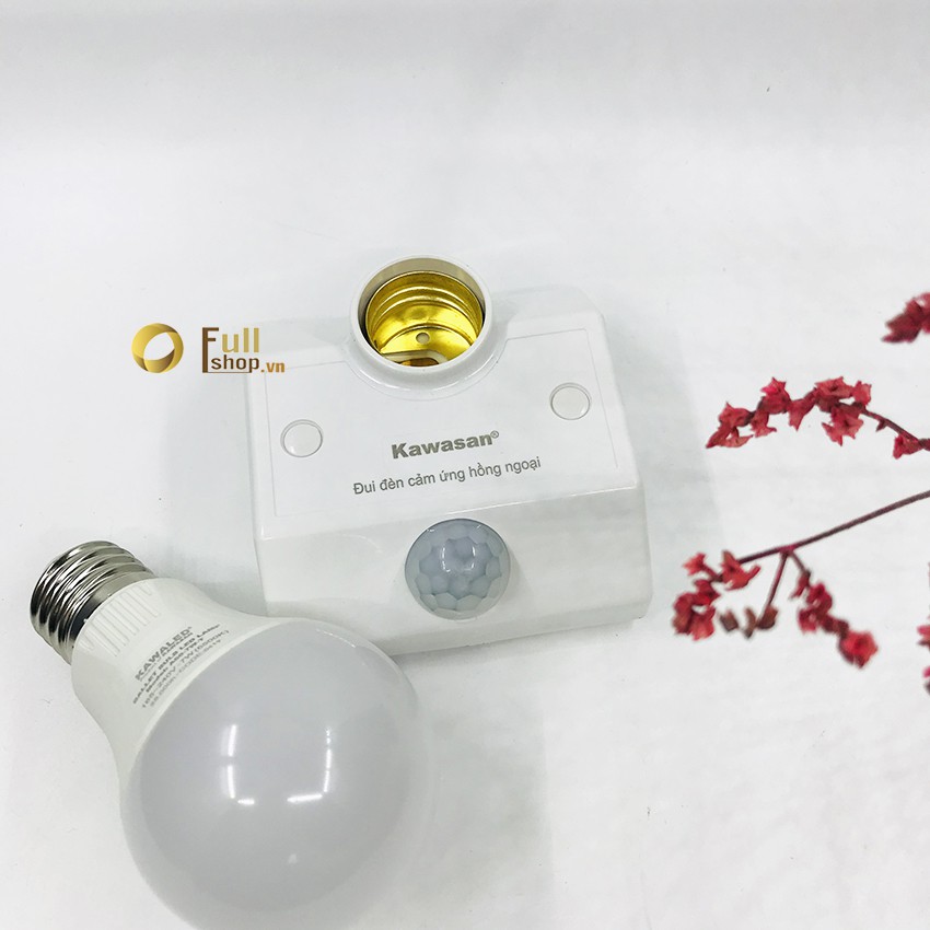 Trọn bộ đui đèn cảm ứng chuyển động và đèn LED BULB tròn cao cấp 7W Kawasan SS68B-A50W