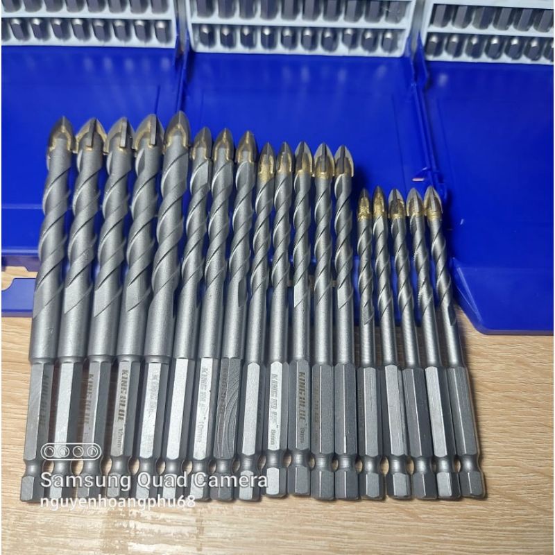 Hộp 5 mũi khoan đa năng chữ thập khoan bê tông chuôi lục giác King Blue