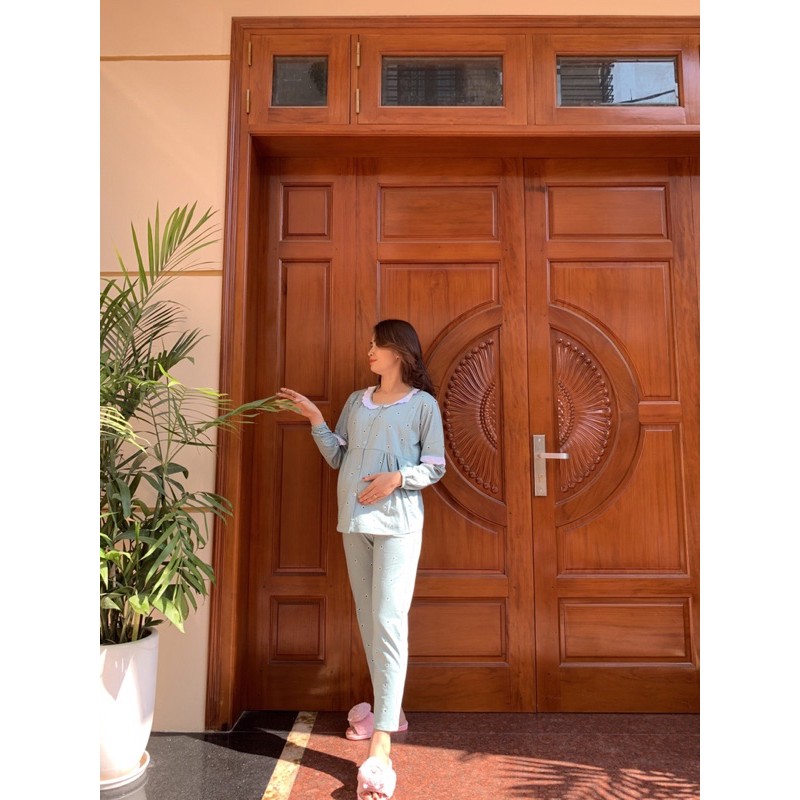 Bộ đồ bầu mặc trước và sau sinh hình SAO, phong cách Hàn Quốc mặc nhà và sau sinh BD912