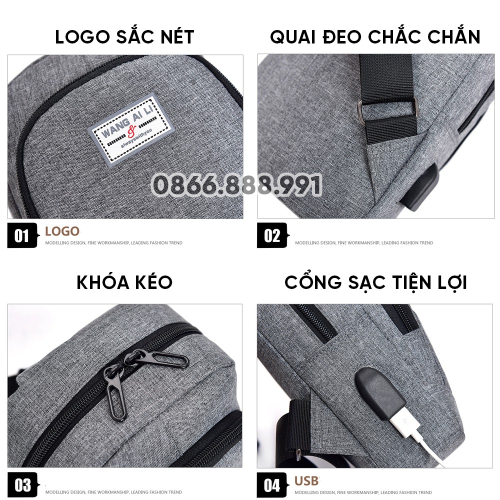 Túi Chéo Nam Thời Trang Cao Cấp, Có Cổng Sạc USB, Mã TC01 | BigBuy360 - bigbuy360.vn