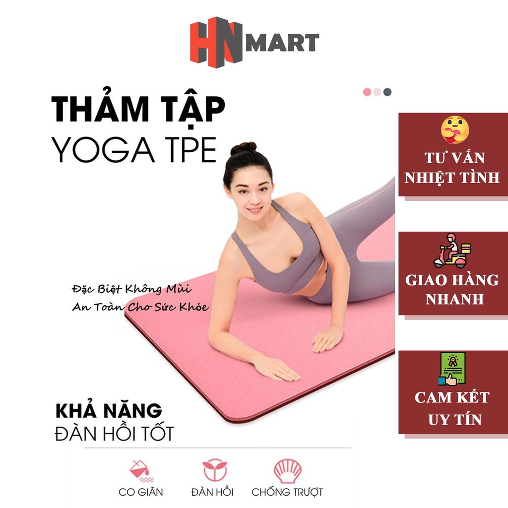 Thảm tập yoga 6mm tập gym TPE cao cấp 2 lớp chống trượt Hot 2021
