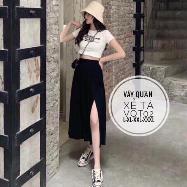 Chân Váy A Xẻ Tà Dài Bigsize (Có Ảnh Thật)