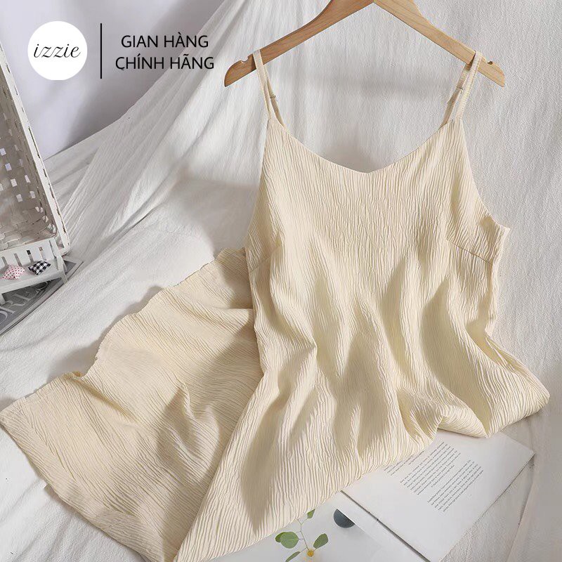 Váy đầm hai dây voan xốp nhật VV555, họa tiết gợn sóng izzie, chất liệu nhẹ,thoáng, bay bổng  có 3 màu, xu hướng 2021 | BigBuy360 - bigbuy360.vn