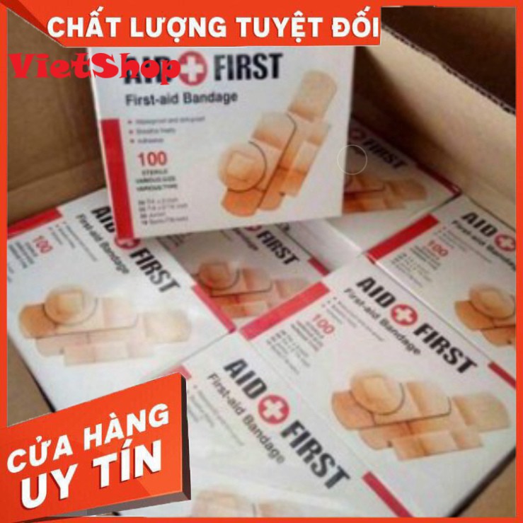 Hộp 100 Miếng Dán Vết Thương Urgo Aid First, Tiện Dụng Cho Gia Đình, Hàng Chuẩn Chất Lượng 100% - VietShop