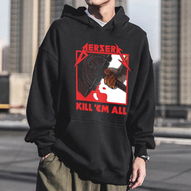 Áo Hoodie Nam Tay Dài In Hình Manga Berserk Guts Cá Tính