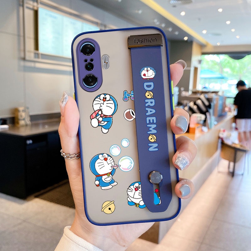 Ốp Điện Thoại Silicon Siêu Mỏng Mạ Điện Gắn Dây Đeo Cổ Tay Làm Vòng Đỡ Hình Mèo Máy Chơi Game Poco F3 GT Redmi K40
