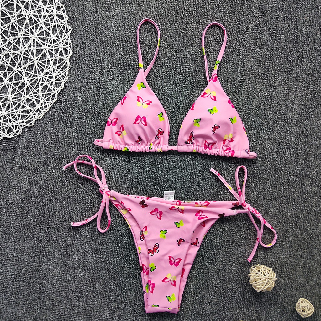 Set bikini hai mảnh in họa tiết bướm thời trang cho nữ | BigBuy360 - bigbuy360.vn