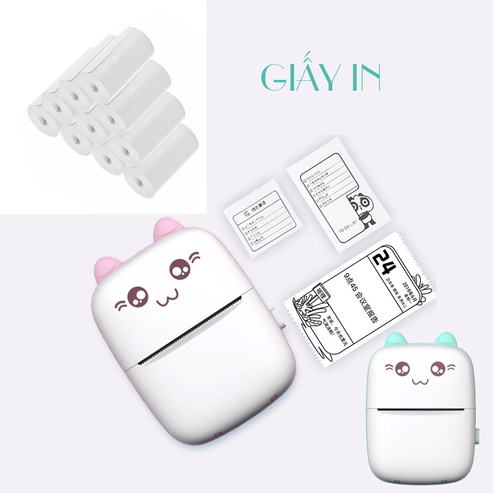 COMBO 50 CUỘN Giấy in nhiệt dành cho dòng máy Mini Printer con mèo