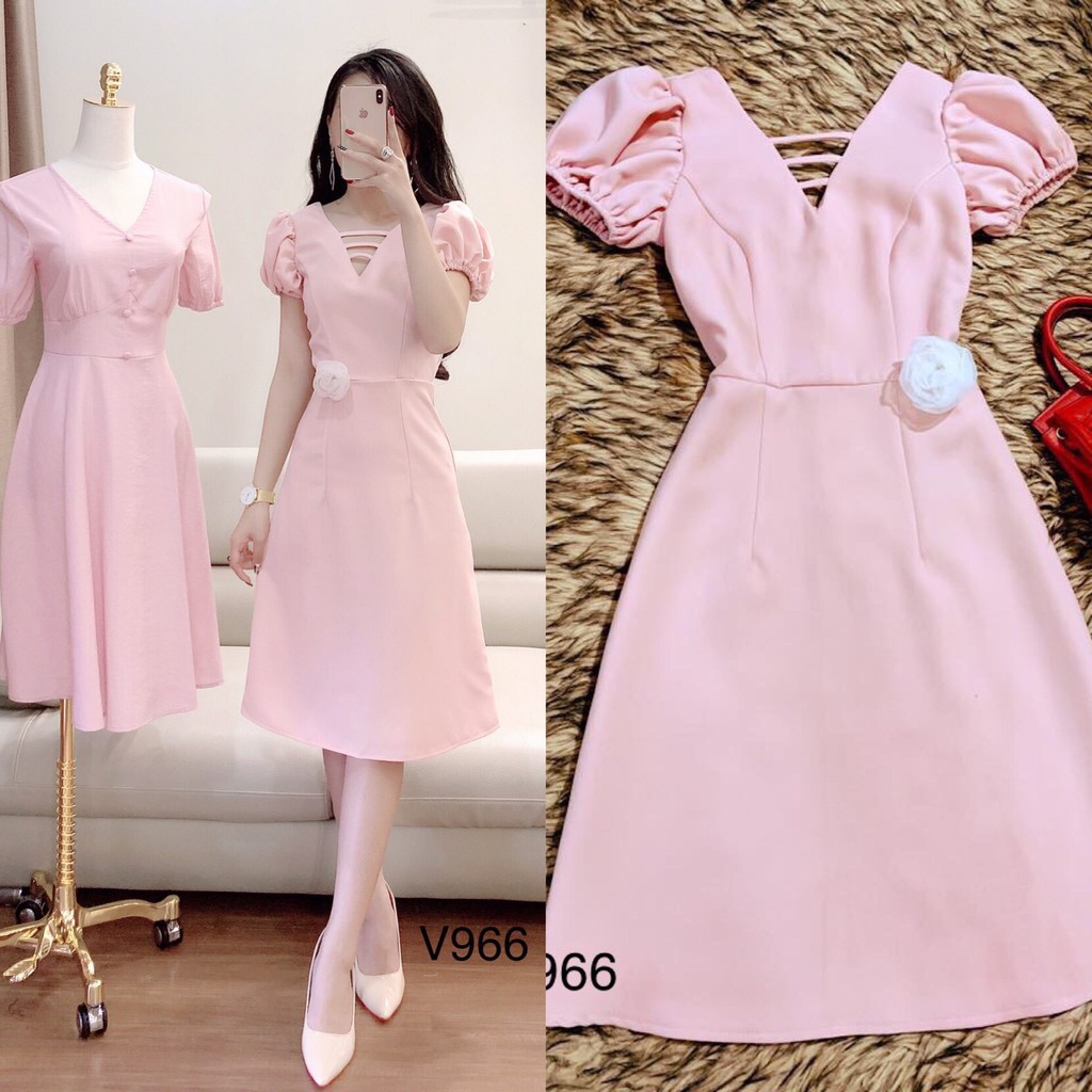 Đầm suông dây đan ngực V966 Mie Design ảnh thật