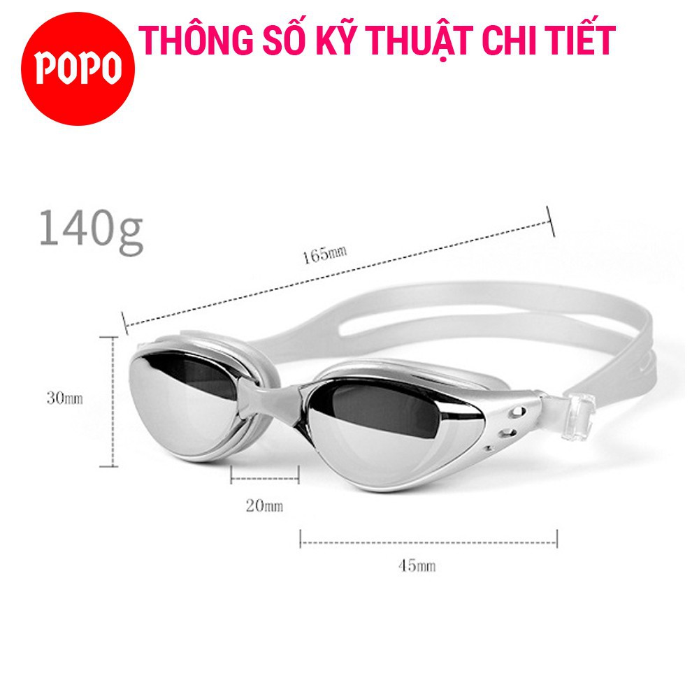 Kính bơi cận có độ thị 1.5 đến 8.0 POPO 610 kiếng người lớn nam nữ chống UV, sương mờ