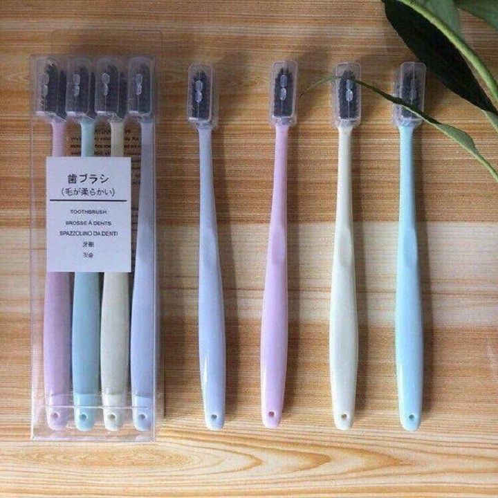 (Hộp 4 chiếc) BÀN CHẢI ĐÁNH RĂNG CÔNG NGHÊ THAN NANO XUẤT NHẬT, THÍCH HỢP CHO RĂNG MẪN CẢM