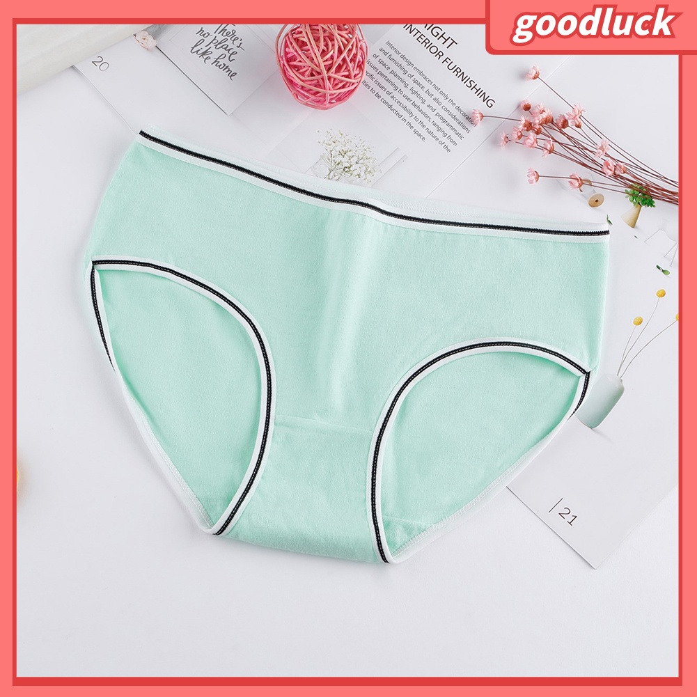 Quần lót cotton lưng thấp thoáng khí màu trơn kiểu dáng dễ thương cho nữ