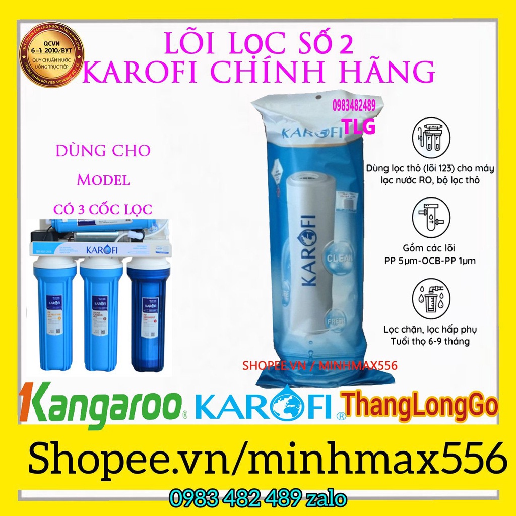 [GIÁ HỦY DIỆT] Combo 4 Lõi Lọc Nước KAROFI Chính Hãng | Gồm 2 lõi 1, 1 lõi 2, 1 lõi 3