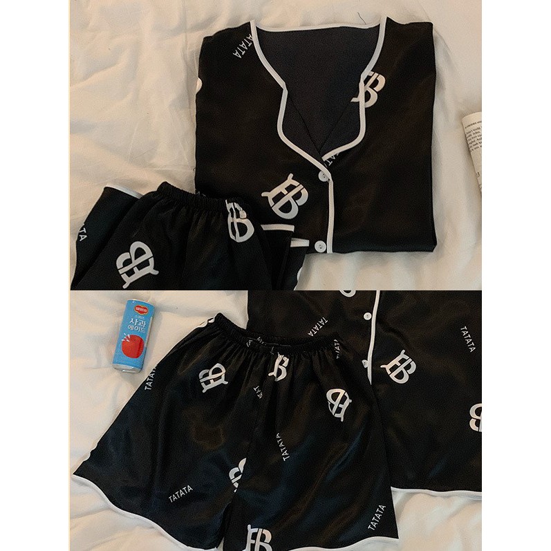 Pijama - Đồ Bộ Ngủ Nữ Cộc Nhiều Màu Vải Lụa Viền Đen Họa Tiết mã CCLP09