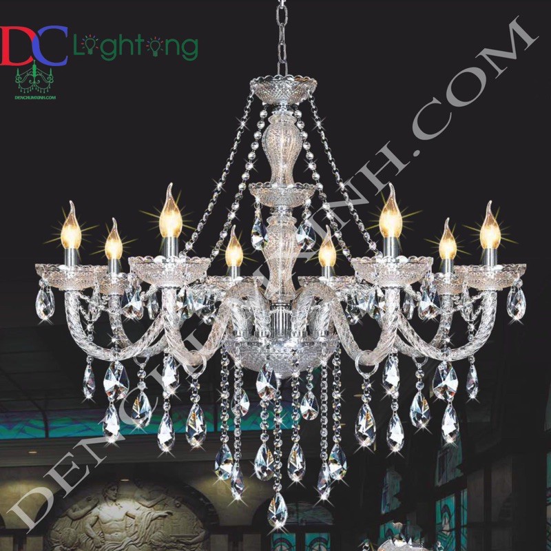 Đèn Chùm Pha Lê Nến ,phòng khách,thủy tinh (Rộng 80cm )